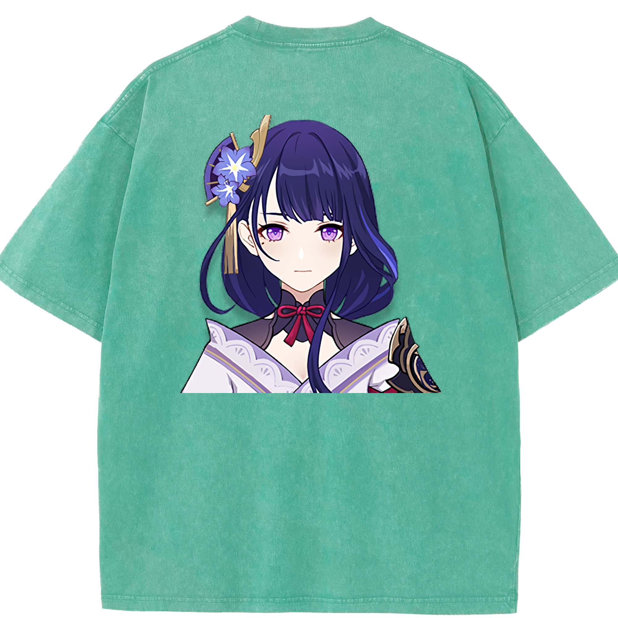 げんし神 雷電将軍 らいでんしょうぐん genshin Raiden Shogun 綿100% ヴィンテージ風 半袖Tシャツ（背面プリント）